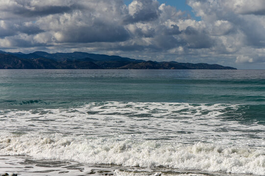 waves on the Mediterranean sea in winter on the island of Cyprus 12