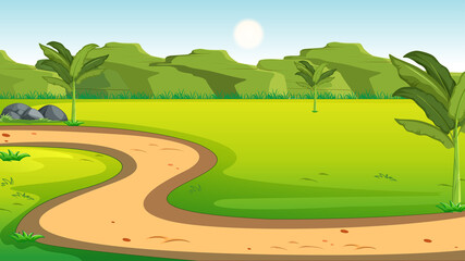 Forest Background Vector with road cartoon background with road vector background for cartoon vector