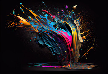 Art splash hd wallpaper in the style of colorful absurdism black background.