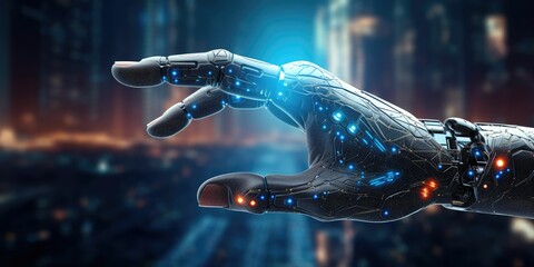 New technology trends in 2024 concept. Initiative innovation and technology. Digital and technology transformation in business and industry. 3D rendering AI robot and human hand on digital background