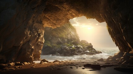 Coastal Cave: Illuminated by the Radiant Light of Nature