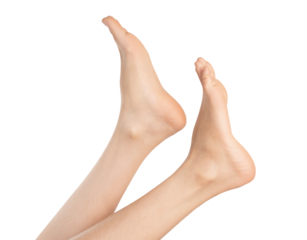 Beautiful female legs on on isolated white background.