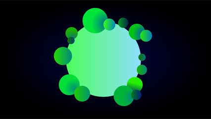 Bluish green white circle frame copy space with blue green water bubbles presentation background
