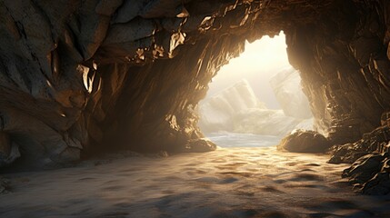 Coastal Cave: Illuminated by the Radiant Light of Nature