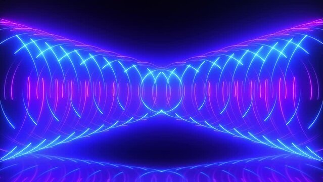 3D loop animation, abstract neon background with glowing lines in blue, pink, purple for modern futuristic technology concept. 4K footage
