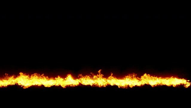 Wildfire burns on black background