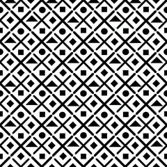 Great geometric shapes pattern in black and white color style. Seamless pattern, The geometric shapes  in the hexane fields are arranged in a continuous black and white tone.