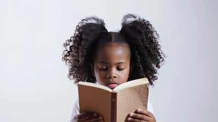 Girl reading book - Powered by Adobe