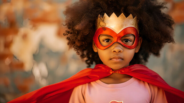 portrait of a girl in superhero mask