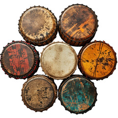 Djembe Drum Circle Isolated on Transparent or White Background, PNG