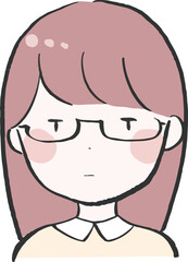 メガネ　女性　無表情
