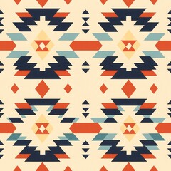 Obraz premium Navajo geometric seamless pattern. Colorful traditional carpet print. Ethnic boho background design for textile, home decor, banner, web design, fashion, web 