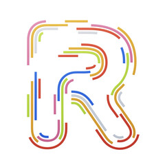 R  Letter 3D Shape Stripes Text. 3d illustration, 3d element, 3d rendering. 3d visualization isolated on a transparent background
