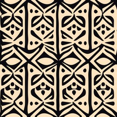 Traditional Pacific Islands tapa cloth seamless pattern. Polynesian tribal textile print. Ethnic background design for fashion, tattoo, textile, web, banner - obrazy, fototapety, plakaty