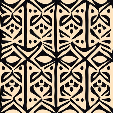 Traditional Pacific Islands tapa cloth seamless pattern. Polynesian tribal textile print. Ethnic background design for fashion, tattoo, textile, web, banner