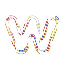 W  Letter 3D Shape Stripes Text. 3d illustration, 3d element, 3d rendering. 3d visualization isolated on a transparent background