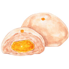 custard buns, watercolor asian food design
