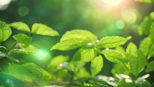 green leaf nature background under sunlight with bokeh and copy space using as background natural plants landscape