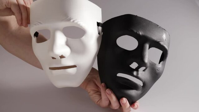 Black and white theater mask, opera performance, cabaret art, theatrical elegance