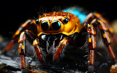 Super macro of Jumping spider in nature. Wildlife insect natural