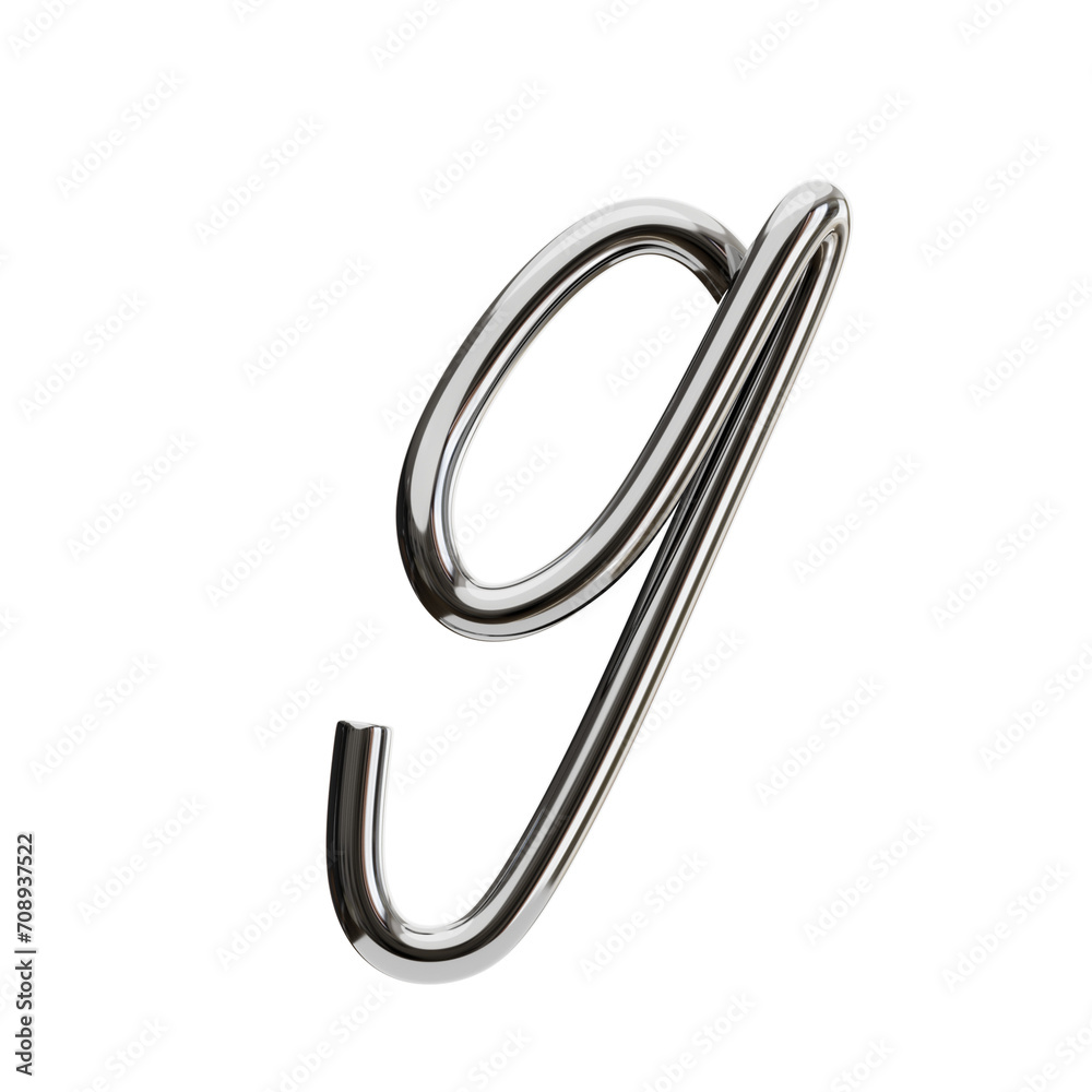 Poster g letter 3d shape chrome text. 3d illustration, 3d element, 3d rendering. 3d visualization isolated 