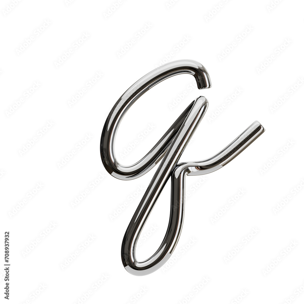 Poster q letter 3d shape chrome text. 3d illustration, 3d element, 3d rendering. 3d visualization isolated 