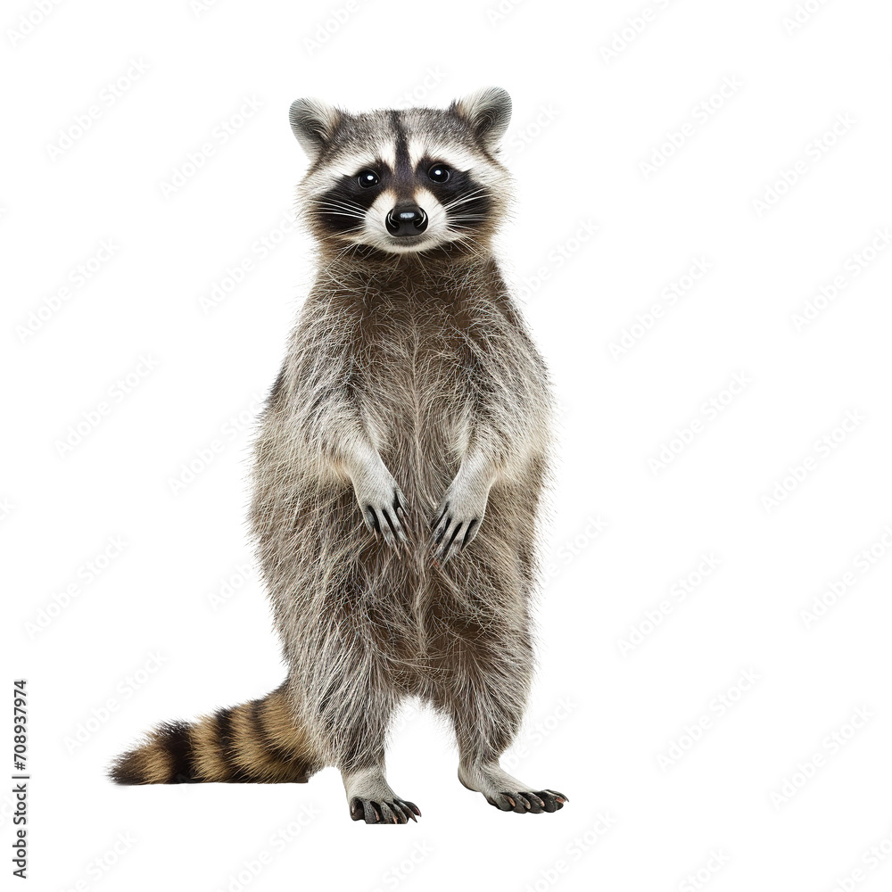 Wall mural raccoon isolated on background.