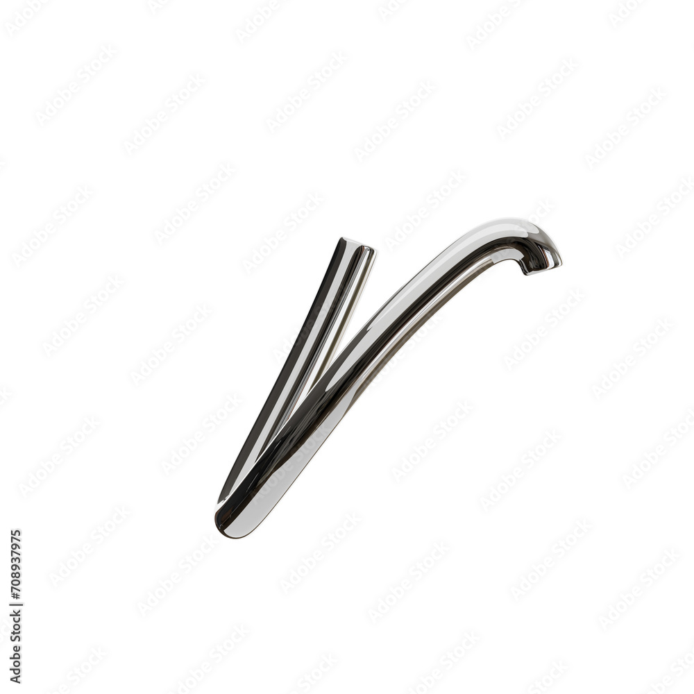 Poster r letter 3d shape chrome text. 3d illustration, 3d element, 3d rendering. 3d visualization isolated 