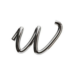 W  Letter 3D Shape Chrome Text. 3d illustration, 3d element, 3d rendering. 3d visualization isolated on a transparent background