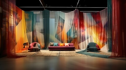 design curtain room background illustration window home, fabric drapes, color texture design curtain room background