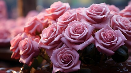 bouquet of pink roses generative ai