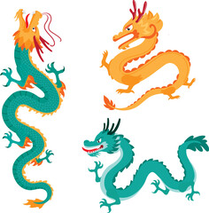 Illustration Design of Celestial Dragons Embracing Lunar New Year