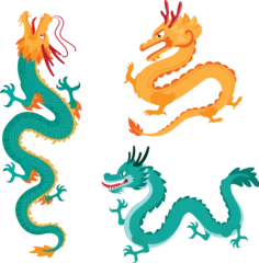 Fotobehang Draak Illustration Design of Celestial Dragons Embracing Lunar New Year