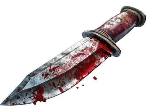 Bloody Knife Isolated on Transparent or White Background, PNG