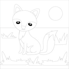 Vector image children's illustration coloring book. A cute wolf cub for children's creativity and development.