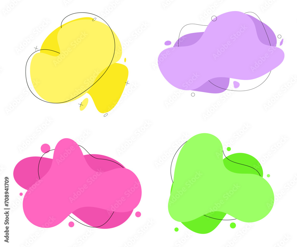 Fototapete set of abstract geometric shapes. teardrop shapes with space for text in bright colors. design eleme