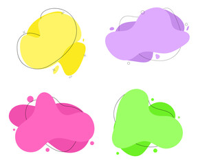 Set of abstract geometric shapes. Teardrop shapes with space for text in bright colors. Design elements. Shapes.