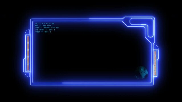 Digital HUD futuristic motion graphic element cyber generated background. Technology hologram frame border and viewfinder element. Graphics around the edges for use in movies, games and animation.