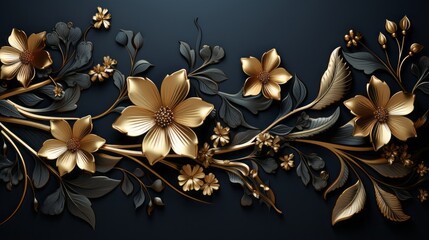 Gold decorative frame on a black background