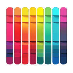 Vibrant Gradient Color Swatches Isolated on Transparent or White Background, PNG