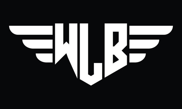 WLB three letter logo, creative wings shape logo design vector template. letter mark, word mark, monogram symbol on black & white.	