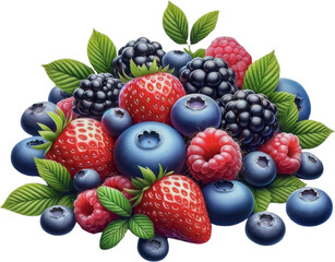 Fresh organic forest fruits on a transparent background png 2 png