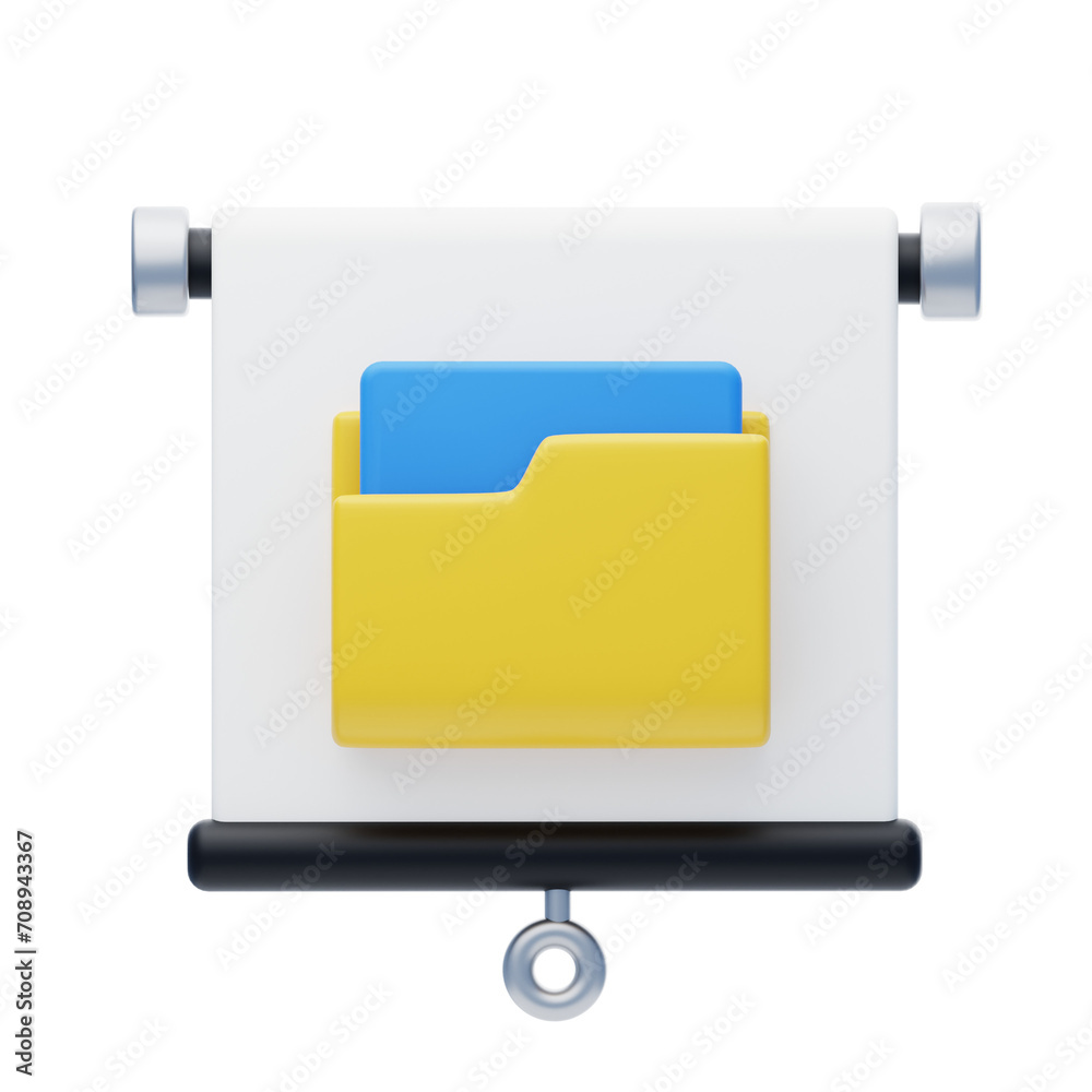 Poster 3d presentation folder organizing materials with visual precision and depth. 3d illustration, 3d ele