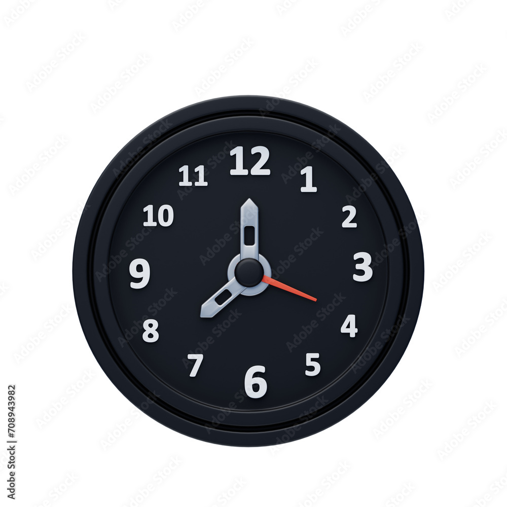Poster 3d timer clock precision and style in time management. 3d illustration, 3d element, 3d rendering. 3d
