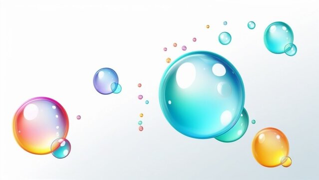 Colored Soap bubbles on a white background