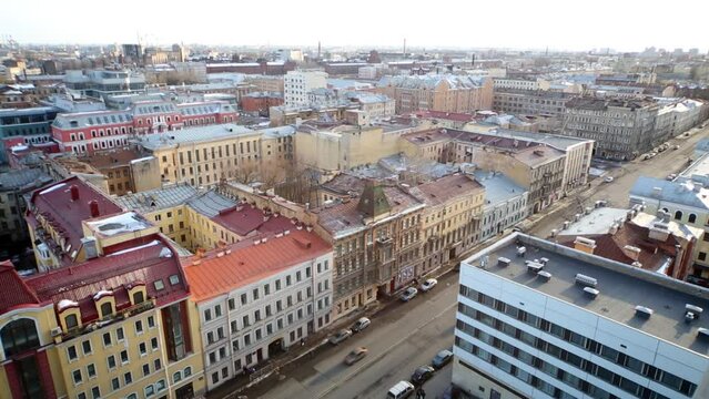 Colourful cityscape of Saint Petersburg, view from above.