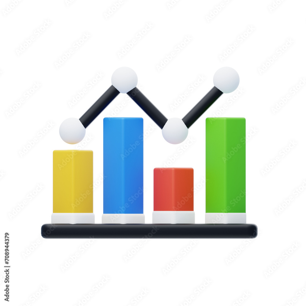 Poster 3d graph visualizing data. 3d illustration, 3d element, 3d rendering. 3d visualization isolated on a