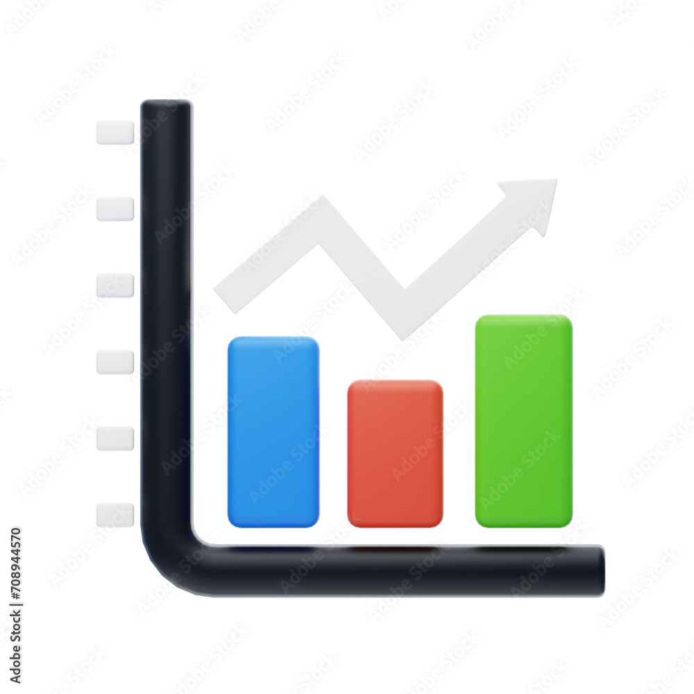 Poster 3d line chart visualizing trends with depth and precision. 3d illustration, 3d element, 3d rendering