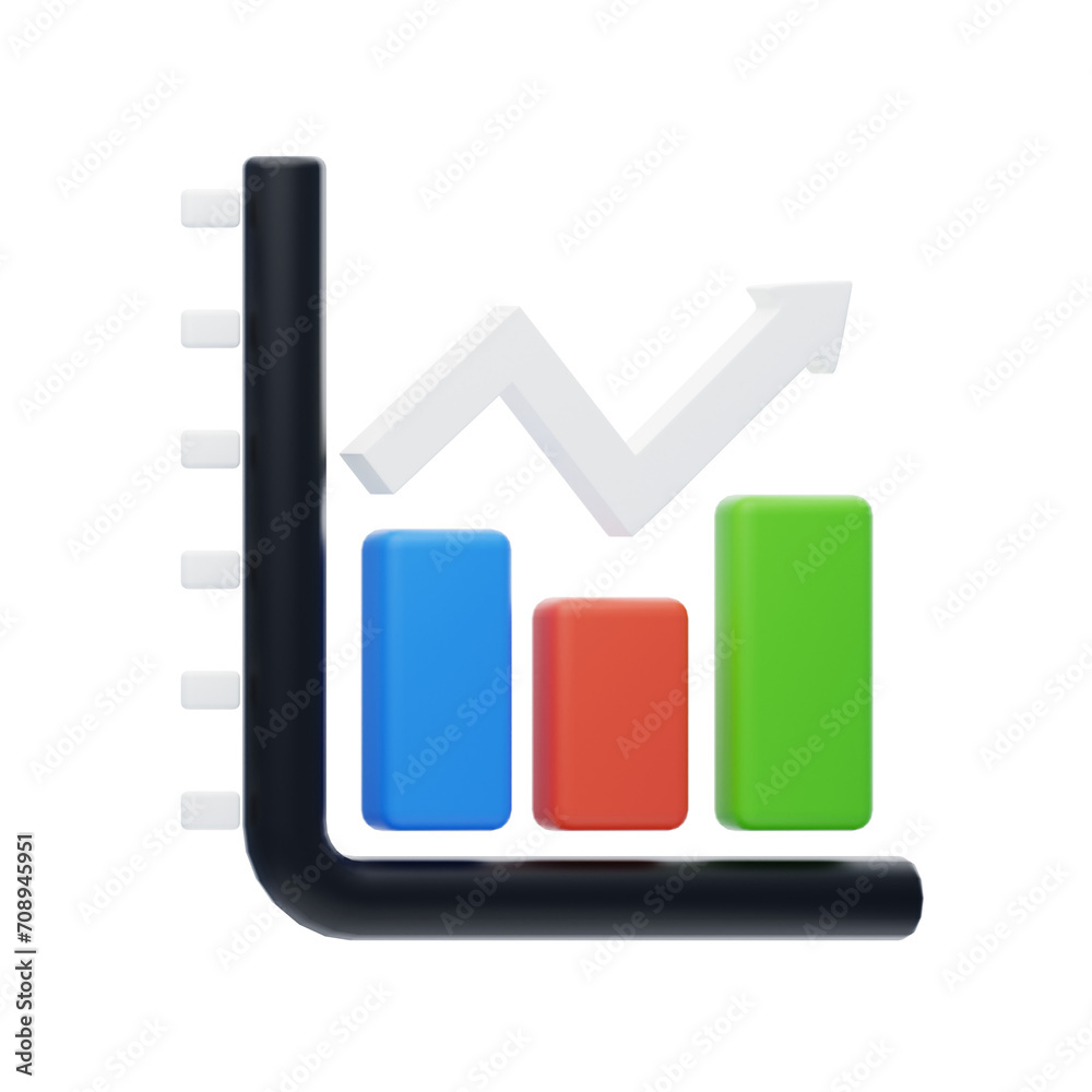 Poster 3d line chart visualizing trends with depth and precision. 3d illustration, 3d element, 3d rendering