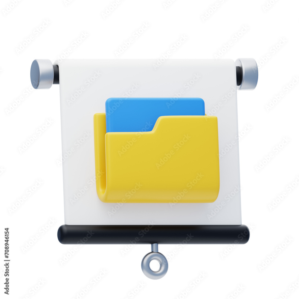Poster 3d presentation folder organizing materials with visual precision and depth. 3d illustration, 3d ele